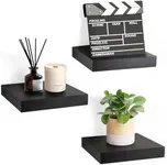 Sorbus Square Floating Shelf for Wall - 3 Small Shelves with Invisible Mounting Brackets for Living Room Decor, Bedroom, Bathroom Decor, Home & Kitchen - 9" Black Wall Shelf to Display Photos Trophies