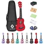 NOT HOME® 21" Soprano Ukulele with a Carrying Bag and a Digital Tuner, Specially Designed for Kids, Students and Beginners (Red)