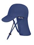 weVSwe Baby Toddler Sun Hat UPF 50+ Swim Cap Flap Neck Protection Adjustable Chin Straps UV Sun Protection Hats Dark Blue 6-12M