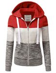 DOUBLJU Lightweight Thin Zip-Up Hoodie Jacket for Women with Plus Size RED Large