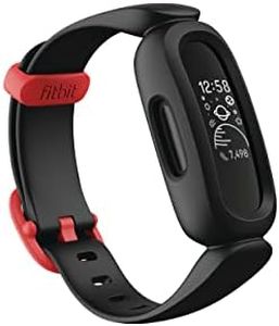 Fitbit Ace 3 Activity Tracker for kids 6+ with activity and sleep tracking, motivating challenges and up to 8 Day Battery – Black + Sport Red