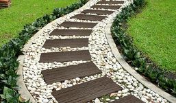 Nicoman Garden Stepping Stone Wood Effect Railway Sleeper Eco Friendly Rubber Rail Road Outdoor Sleepers - (Earth, 60 x 25cm, Set of 1)