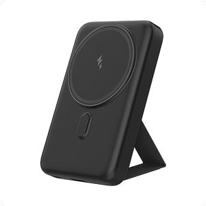 Auskang Magnetic Battery Pack 10000mAh Portable Charger with Foldable Stand Wireless Power Bank, PD 20W, 15W Wireless, Fast Charging Compatible with iPhone 15/14/13/12 Series(Black)