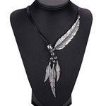 Wcysin Women Girls Antique Vintage Time Necklace Sweater Chain Pendant Feather Pendant Necklace Silver