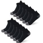 BUDERMMY 6/12 Pairs Trainer Socks for Men and Women Cotton Sports Socks for Men and Women Nonslip Ankle Socks Running Socks Outdoor Sport Socks (Black 6 pairs, 3-7)