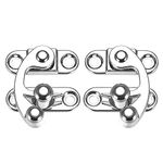 sourcing map Decorative Antique Right and Left Latch Hook Hasp Swing Arm Latch Silver Tone 1 Set