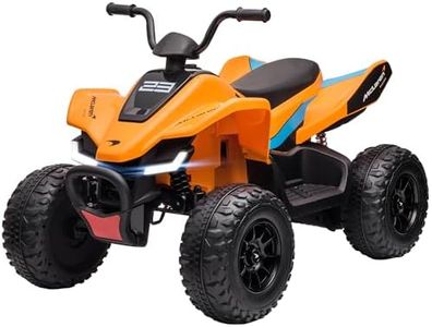 HOMCOM Quad Elettrico per Bambini 12V con Licenza McLaren, Macchina Elettrica Bambini 3-8 Anni Velocità max 6km/h, con 2 Motori, Luci LED e Musica, 107x71x73.5 cm, Nero e Arancione