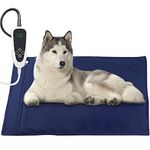 Pet Heating Pad, Electric Heating Pad for Dogs and Cats Indoor Upgraded 11 Levels Temperature Adjustable Warming Bed 12 Timers Levels Auto Power Off Safe Heated Mat (Large:32"x20")