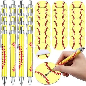 Yeaqee 32 Pcs Softball Party Favors Include 16 Pcs Softball Ballpoint Pens Black Ink Baseball Pens16 Pcs Softball Sticky Note Pad Softball Gifts Bulk for Office Home School Sports Fan Gifts Supplies