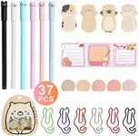 Cute Cat Ink Pen&6 Color Cat Paper Clips and Silhouette Cat Sticky Notes,Page Flags Index Tabs,Funny Cat Stickers,Special Notepads Set Home Office School Stationary Cat Lover Gifts