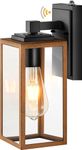 VIANIS Dusk to Dawn Wall Lights, Wood Grain Exterior Light Fixture, Clear Glass Garage Light， Modern Outdoor Lights Sconce with Waterproof， Anti-Rust， Weather Resistant for Patio, E26 Socket