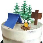 Camp Cake Topper with Tent Campfire Marshmallow Tree and Canp Sign