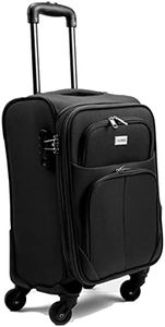 R.Leone Valigia Trolley Espandibile bagaglio a mano 4 ruote in stoffa adatto easyjet 45X36X20 214 (Nero, XS Bagaglio a mano 51cm)