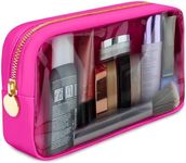 Clear Makeup Bag Mini Makeup Bag for Purse Mini Bag Pouch Purse Clear Pouch Small Cosmetic Bag for Purse Cosmetic Pouch Clear Cosmetic Bag Travel Case Mini Pouch Travel Cosmetic Case (Small, Hot Pink)