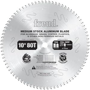 Freud 10 In. 80 Tooth Thin Kerf Non-Ferrous Metal Cutting Saw Blade with 5/8 In. Arbor (LU77M010)