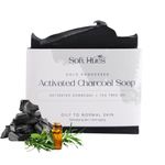 Soft Hues Cold Processed Activated Charcoal Soap for Skin Detoxification & Moisturizing, Natural Bath Soap for Men & Women, Charcoal Soap for Tanned Skin | Sulphate Free, Handmade, Natural Ingredients