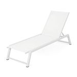 Christopher Knight Home Myers Outdoor Mesh Chaise Lounge with Aluminum Frame, White Mesh / White