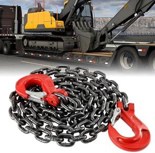 BEAMNOVA 3/8 Inch Tow Chains with Slip Hooks, 6900lbs Working Load, Heavy Duty Trailer Safety Chain, Grade 80 Log Chain, Towing Accessories for Trucks Car Vehicle, Binder Recovery Chain
