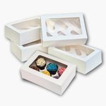 PACK N TRADE 10 Pcs cupcake boxes 6 hole - Multifunction Inserts Deep cake boxes for cupcakes – White cup cake boxes (24 x 16 x 7.5 cm) with Clear Window - Ideal for Muffins, Cupcakes & Pastries