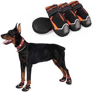 Boxxberk Waterproof Dog Boots,Anti-Slip Rubber Dog Booties for Winter Snow,Dog Snow Shoes for Large Dogs,Paw Protector with Reflective Strap for Outdoor Walking Hiking (Black,2.75")