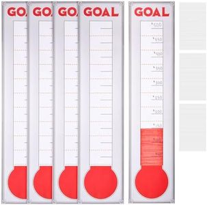 5 Pack Giant Fundraising Thermometer for Goal Setting, Tracker Chart for School, Office (48x11 inch)