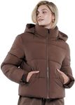 PUFFIT Women Puffer Jacket Hood Winter Water Repellent Wind-resistant Ladies Classic Quilted Padded Coat Big Pocket