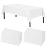 Time to Sparkle 10 Pack Plastic Tablecloths 54" x 108" Plastic Dining Table Cloth Premium Rectangle Table Cover for Parties Wedding Banquet etc Indoor Or Outdoor(White)