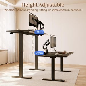 FLEXISPOT Electric Standing Desk – Height Adjustable, 100x60cm, White Frame & Maple Top