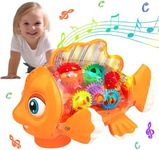 Baby Music Toy, Crawling Musical Baby Toy for Toddlers 6 9 12 18 Months Crawling Music Toy Fish Gift 1 2 3 Years with Lights and Music Eyes, Arms and Tail Movement