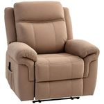 HOMCOM 8-Point Vibration Massage Recliner Chair, Manual Microfibre Reclining Sofa Chair for Living Room with Side Pockets, Footrest, Remote, Easy Assembly, Light Brown