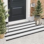 Collive Black and White Outdoor Rug, 2x4 Striped Front Door Rug Cotton Hand-Woven Reversible Welcome Mats Outdoor Layering Rug Modern Porch Rugs for Farmhouse Entryway Entrance Decor