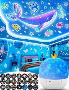 Projector Night Light for Kids + 21 Sets of Films, Kids Night Light Projector for Bedroom, Ceiling, Galaxy Projector for Girls with 360° Rotation, Dimmable for Birthday, Christmas, Nursery, Room Decor