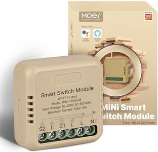 MOES WiFi Light Switch Module Flush-mounted, MINI Alexa Switch Module, Smart Life Tuya app, Compatible with Alexa and Google Home, Neutral Wire Required -10A 2 Gang