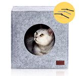 PiuPet® Cat Bed for e.g. IKEA® Kallax & Expedit Shelves I Cat Cave incl. Cushion I Cat Beds for Indoor Cats I Cozy Cat House in Grey I Cat Bed Cave | Cat Shelter | Cat Cave Bed | Cat Winter House