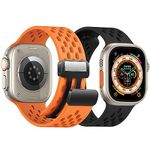 Laxarmer Magnetic Anti Sweat Sport Band for Apple Watch, Waterproof Breathable Silicone Correas. Para Compatible iWatch Ultra SE Series 9/8/7/6/5/4/3/2/1,For Women Men, 42mm 44mm 45mm 49mm