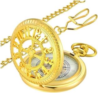 MJSCPHBJK Vintage Roman Numerals Scale Quartz Pocket Watch with Chain for Xmas Fathers Day Gift