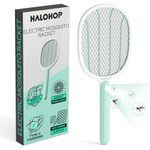 Halohop Mosquito Bat with Torch Light, 30% Bigger Mosquito Killer Racket, Type C Rechargeable Electric Fly Swatter for Indoor and Outdoor, Mosquito Racket with 6 Month Warranty (Green)