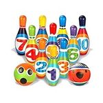 Kids Bowling Set Toddlers Educational Toys 10 Indoor Colorful Soft Foam Pins 2 Bowling Balls Printed with Number Developmental Toys Sport Gift for Baby Boys Girls 4 5 6 Years Old