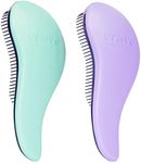 Crave Naturals Glide Thru Detangling Hair Brushes for Adults & Kids Hair - Detangler Hairbrush for Natural, Curly, Straight, Wet or Dry Hair - Hair Brushes for Women - 2 Pack - Turquoise & Purple