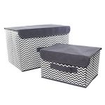 Storage Baskets with Lids, Pack of 2 Storage Chests, Grey, Fabric Storage Boxes Set for Storage Organiser Units, Homes and Offices, Storage Boxes, Grey Storage Baskets, Storage Box, Storage Unit Cubes