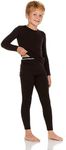 Thermajohn Thermal Underwear for Kids, Boys Thermal Underwear Set | Kids Base Layers for Skiing | Long Johns for Boys Kids, Black, (M)