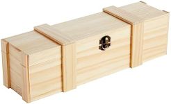 Juvale Wooden Wine Box for Split or Demi Wine Bottles, Single Wine Gift Box with Clasp for Birthday Party Gifts, Housewarming, Wedding, Anniversary (13.8x3.9x3.9 in)