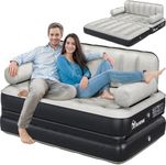 YITAHOME Queen Size Inflatable Sofa Bed with Headboard and Pump, Convertible Blow Up Couch, 2-in-1 Black Air Sofa Bed for Home, Camping, and Guests