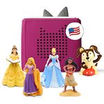 Toniebox Audio Player Starter Set with Cinderella, Belle, Moana, Tangled, and Playtime Puppy - Listen, Learn, and Play with One Huggable Little Box - Purple