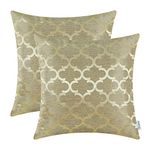 CaliTime Cushion Covers Pack of 2 Throw Pillow Cases Shells for Home Sofa Couch Modern Shining & Dull Contrast Quatrefoil Accent Geometric 50cm x 50cm Gold