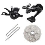 JGbike 10 Speed MTB 4pc groupset Compatible with Shimano Deore M4100: Right Shift Lever,4120 5120 SGS Long cage Rear Derailleur, 4100 11-42T 46T Cassette or Sunrace 11-46T Cassette, KMC X10 Chain