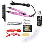 Professional Hair Extensions PINK Iron Connector Wand Temperature Adjustable plus Bond Remover Full Complete Kit Tools For Pre-bonded Red Alligator Clips