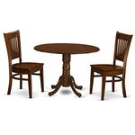 East West Furniture DLVA3-ESP-W Dublin 3 Piece Dinette Set for Small Spaces Contains a Round Table with Dropleaf and 2 Dining Room Chairs, 42x42 Inch