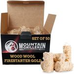 Mountain Grillers Firestarters 50 pcs | Natural Fire Starters for Fireplace Wood Stove, Campfires Fire Pit BBQ Chimney Pizza Oven | All Weather Charcoal Starters Waterproof Indoor/Outdoor Eco Friendly