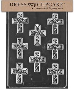 Dress My Cupcake Chocolate Candy Mold, Small Easter Cross with Swirl